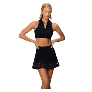 New Gigi C Briar Zip Up Sports Bra Crop Top Tank Black L